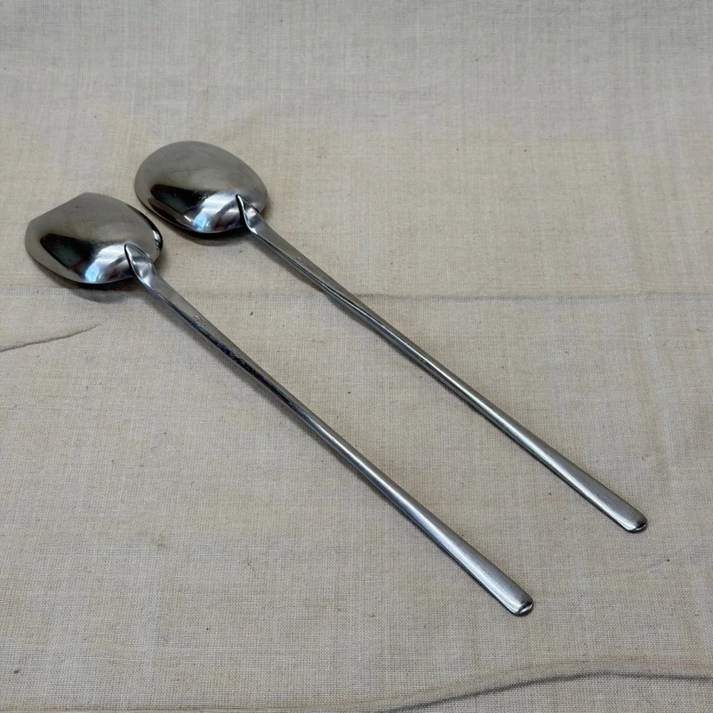 Vintage Danish Stainless Steel Salad Serving Set Scandinavian Utensils MCM